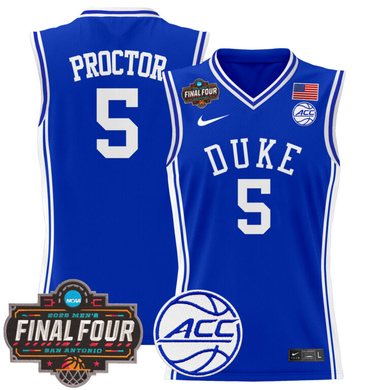Men Duke Blue Devils #5 Proctor blue 2025 Final Four Patch NCAA Jersey